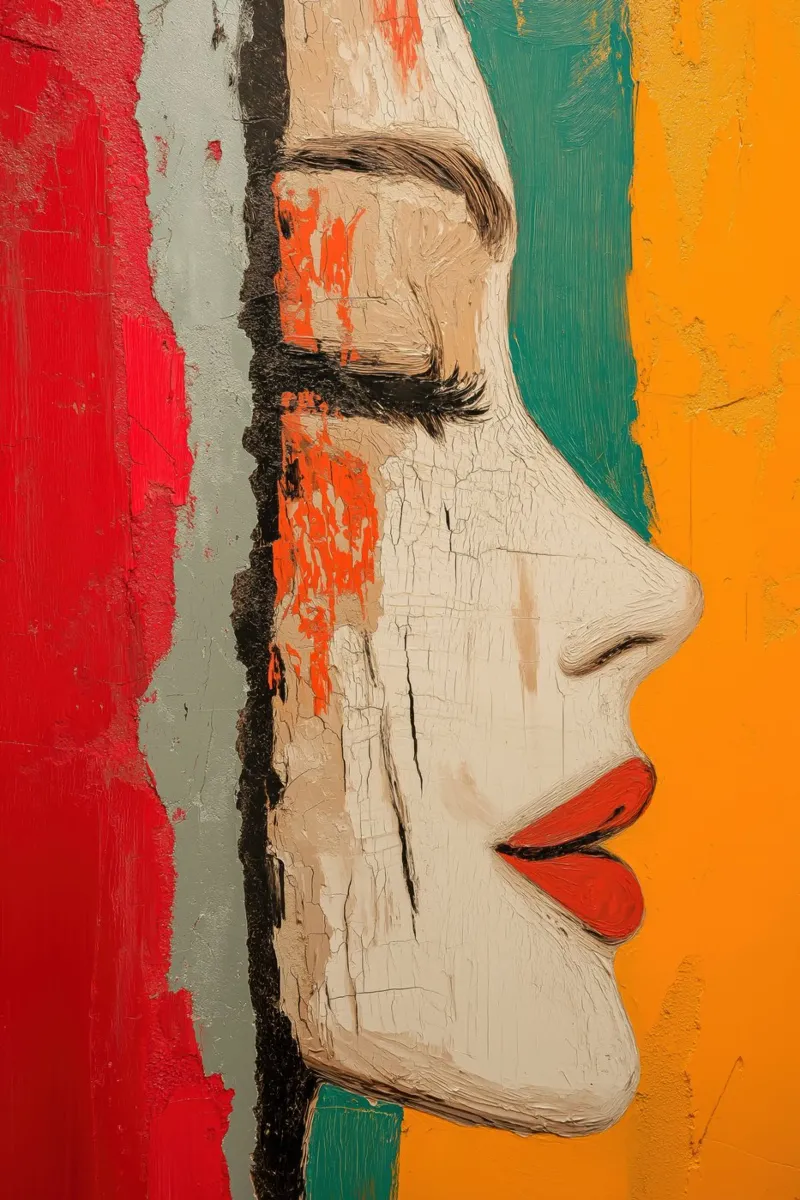 Abstract vrouwen gezicht canvas van Imagine