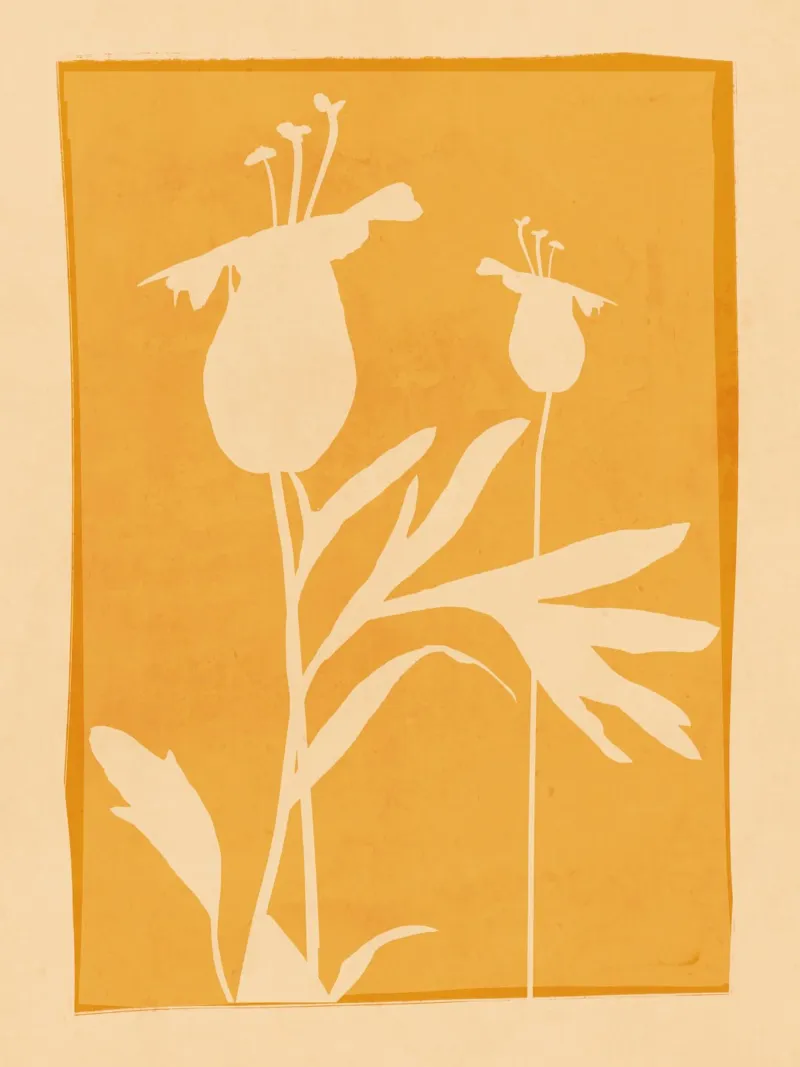 Abstracte kunst Minimal Plant 121 poster met kunststof frame van ThingDesign