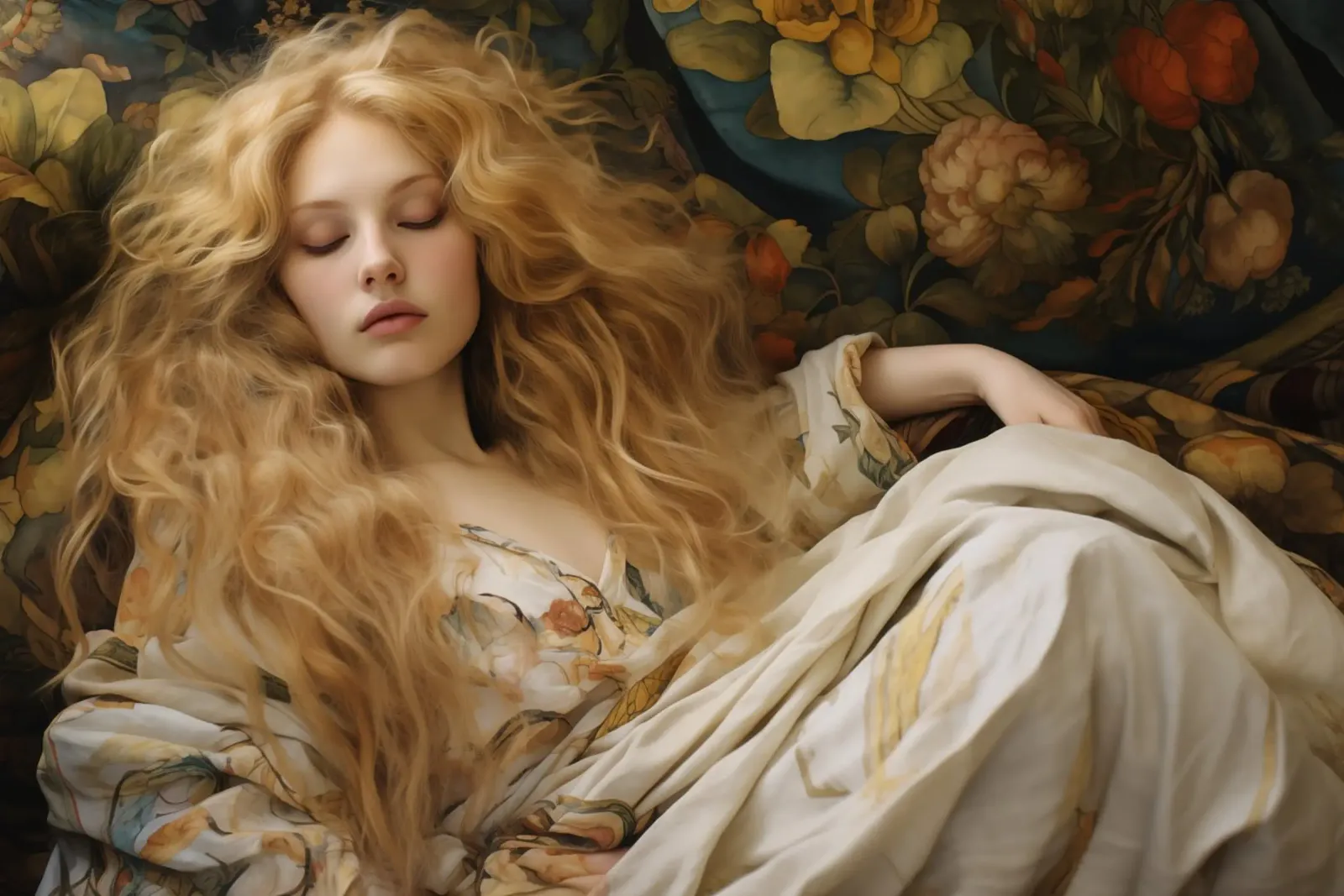Sognando Klimt | Ritratto romantico di donna poster da Autofocus