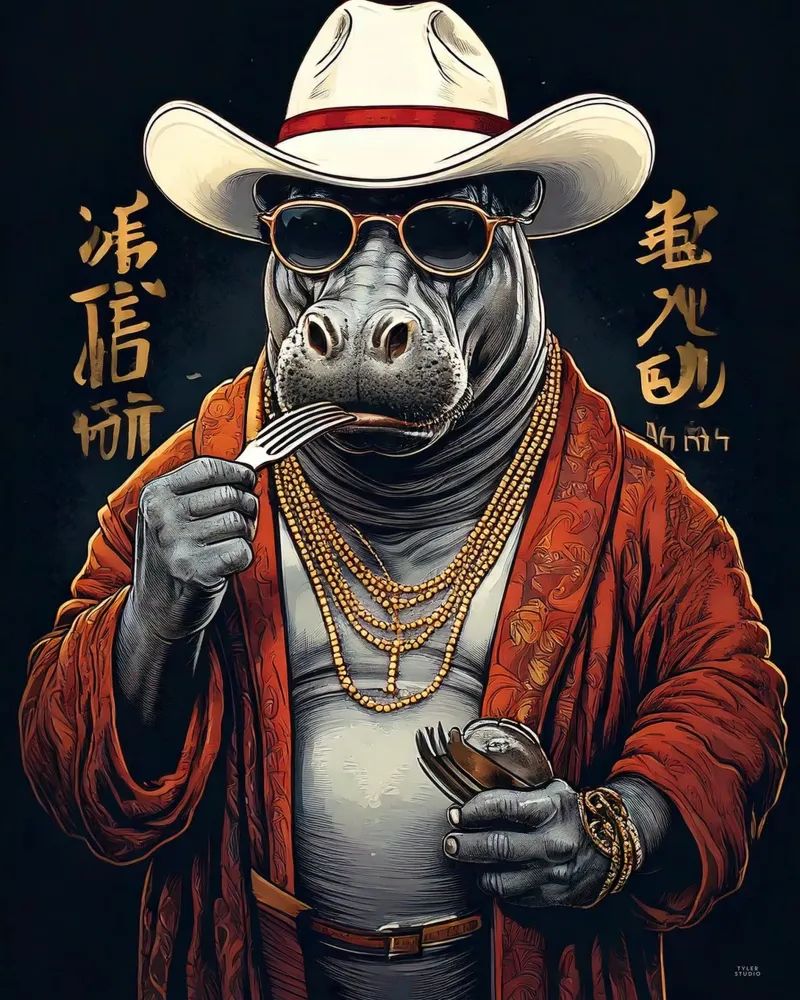 Hippo cowboy alluminio dibond da tylerstudio