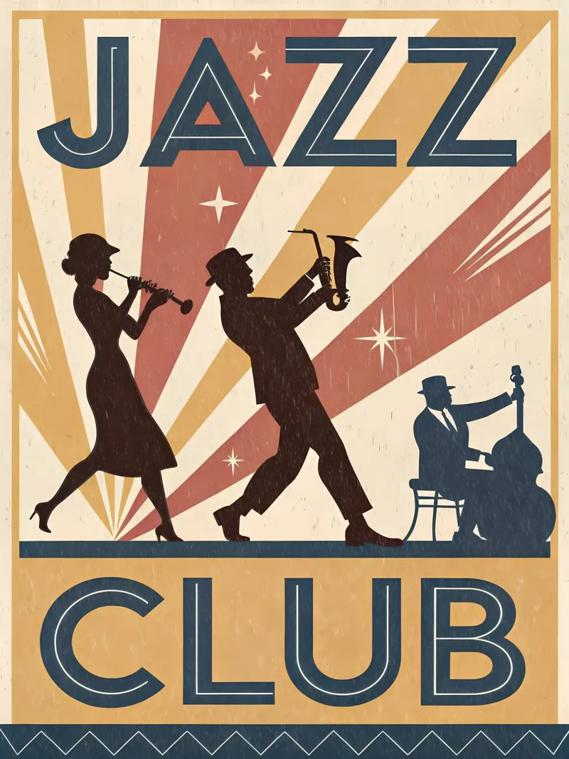 Silhouette di un jazz club in stile anni '20 pellicola backlit da Jester Krew Art