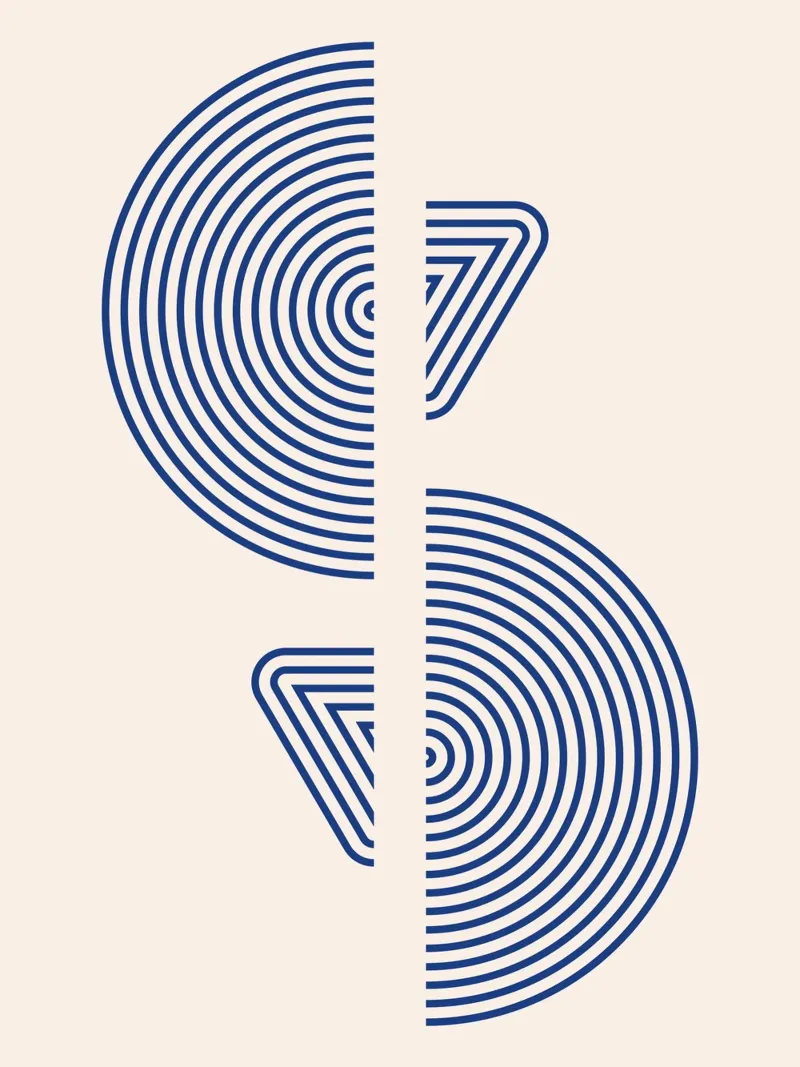 Geometrische Kunst – Blaues Minimal Design Backlit Folie von Whole©