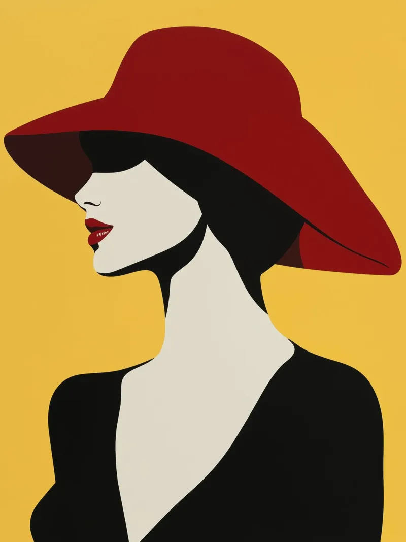 Femme avec chapeau rouge plexiglas de Imagine