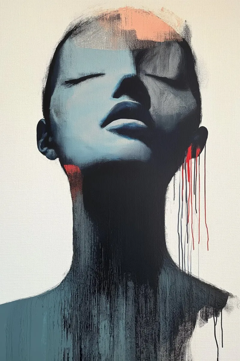 Abstract vrouw canvas met Baklijst van Imagine