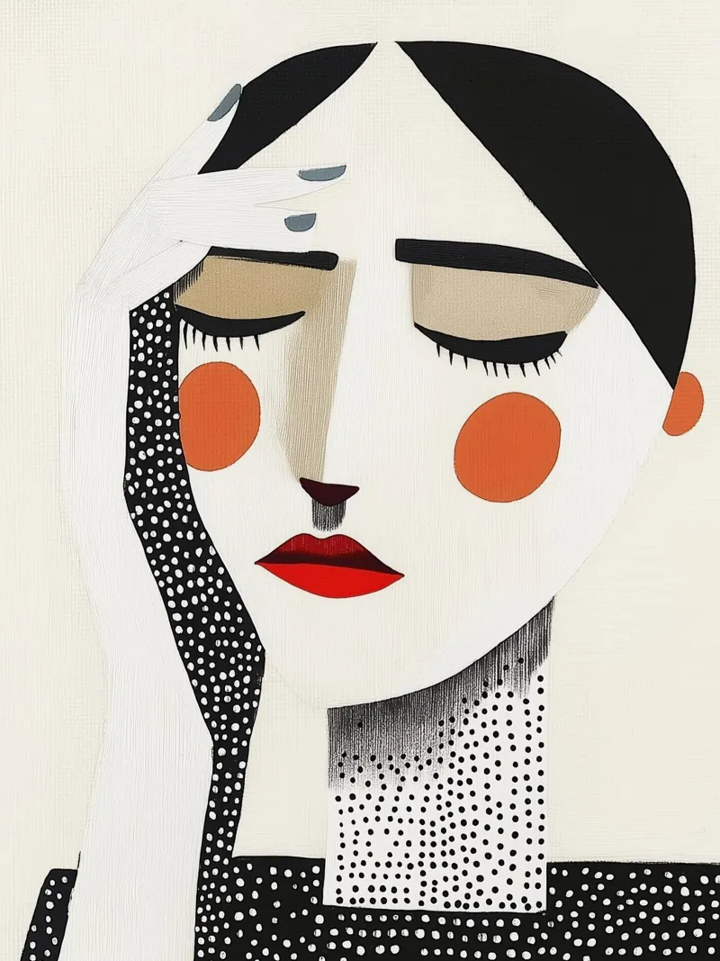 Vrouw modern abstract canvas met Baklijst van Imagine