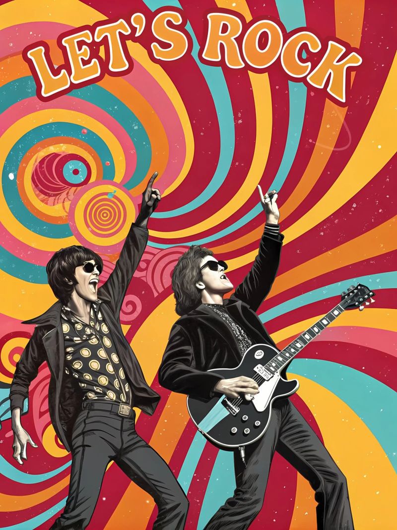 Let's Rock: Ein Konzerterlebnis der 1960er Jahre Poster von Jester Krew Art