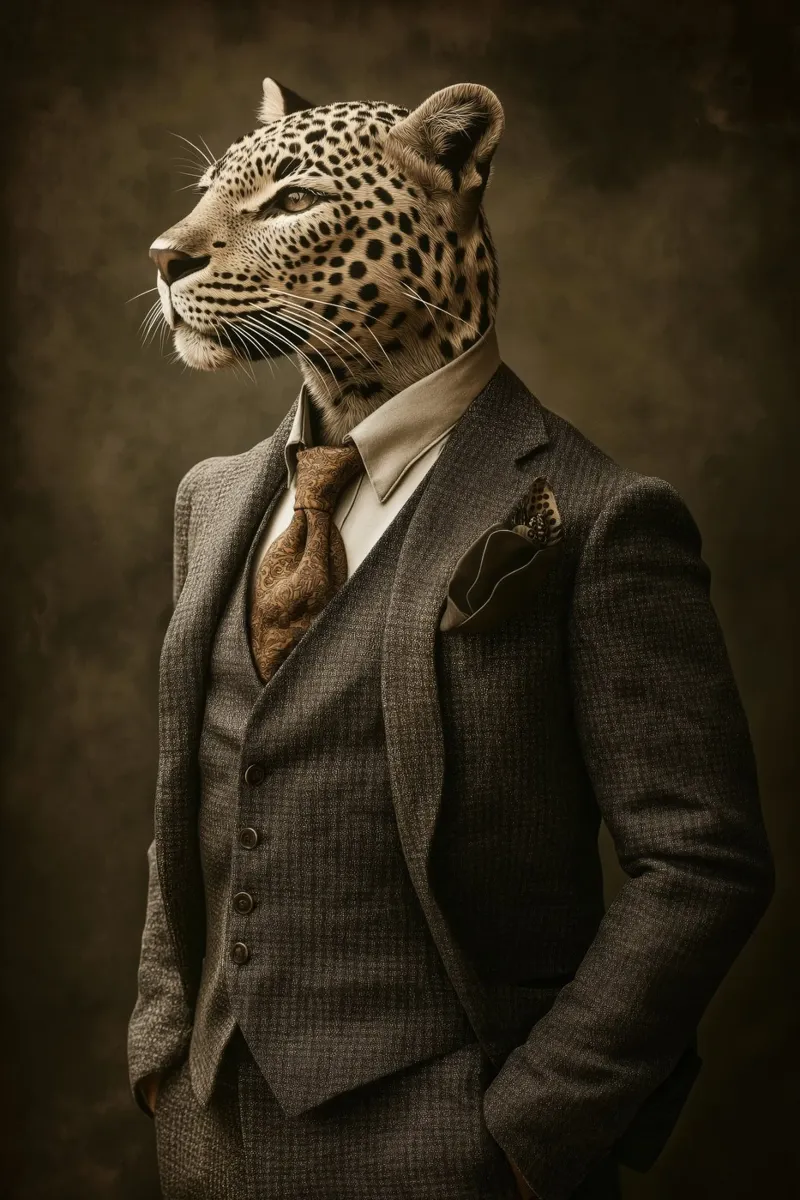 Leopard in der Kleidung Hahnemühle von Imagine