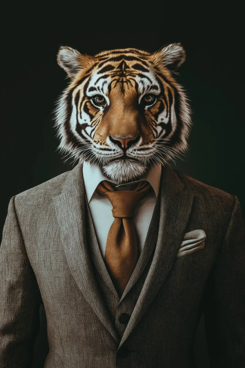 Tiger in a costume alu-dibond by Imagine