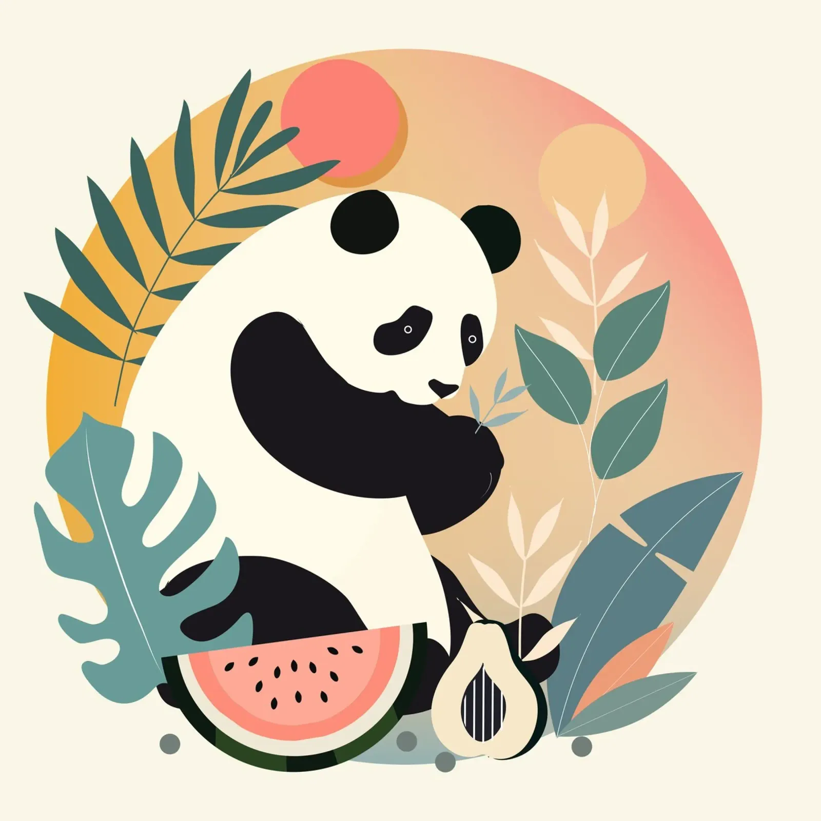 Panda con piante e frutti esotici pellicola backlit da namosh