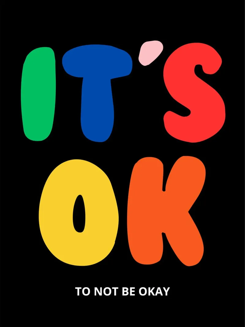 IT'S OK TO NOT BE OKAY poster con telaio in legno da ramosashop