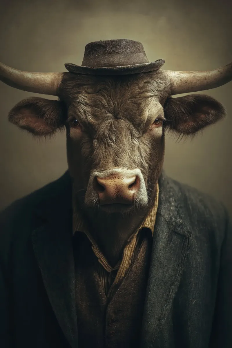 Mucca vestita carta hahnemühle da Imagine