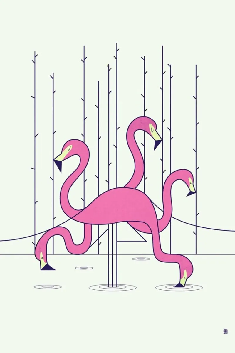 Flamingo carta hahnemühle da Ale Giorgini