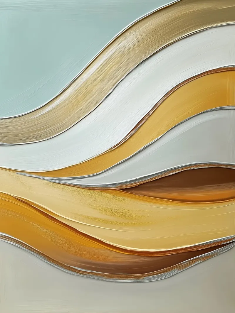 Abstracte golven met goud canvas met Baklijst van Imagine