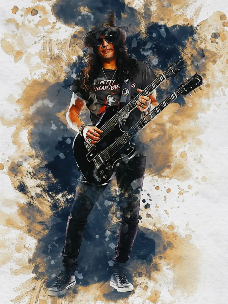 Sbaffo di Slash e chitarra a doppio manico poster da Gunawan Rb