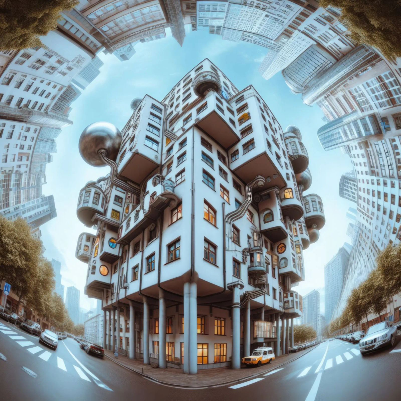 Sphere 048 - Futuristic Modular Building pellicola backlit da Spheres