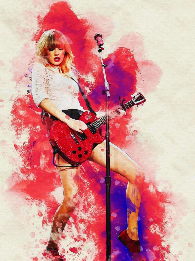 Sbaffo di ritratto Taylor Swift 'Red' tour alluminio dibond da Gunawan Rb