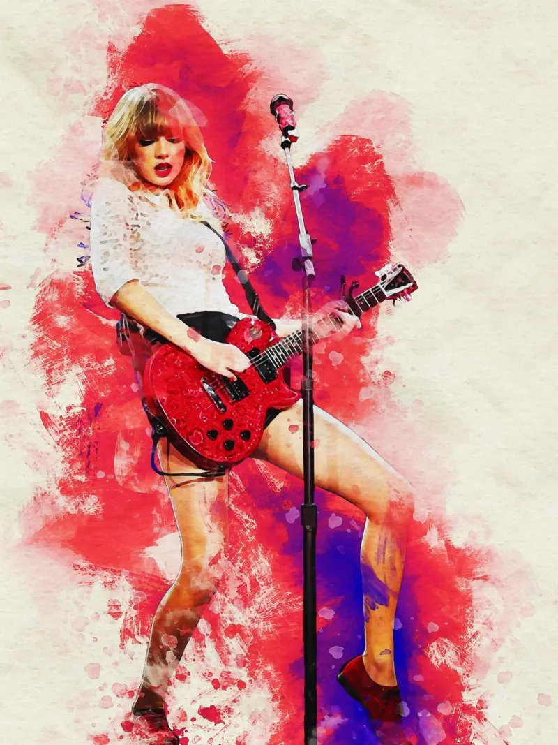 Sbaffo di ritratto Taylor Swift 'Red' tour alluminio dibond da Gunawan Rb