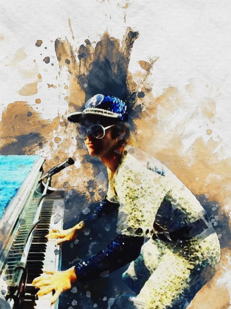 Smudge of Portrait Elton John canvas with Floater frame by Gunawan Rb
