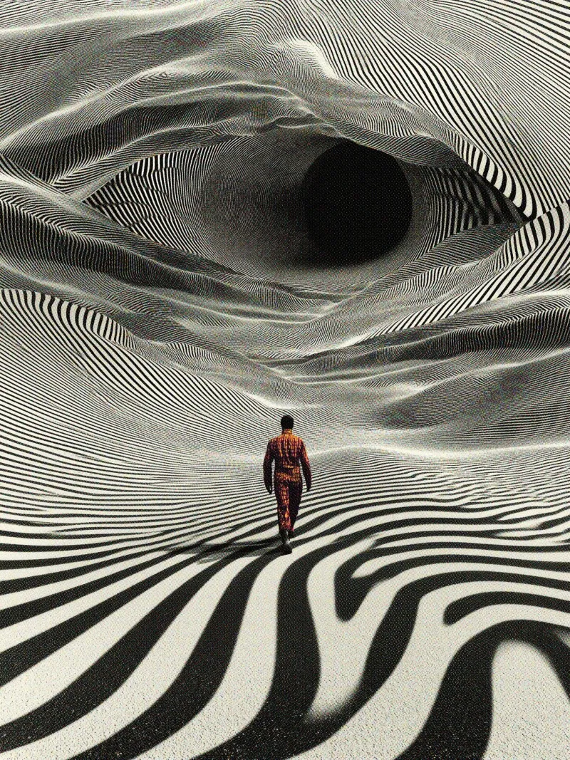 Viaggio nell'Op Art poster con telaio in legno da Taudalpoi