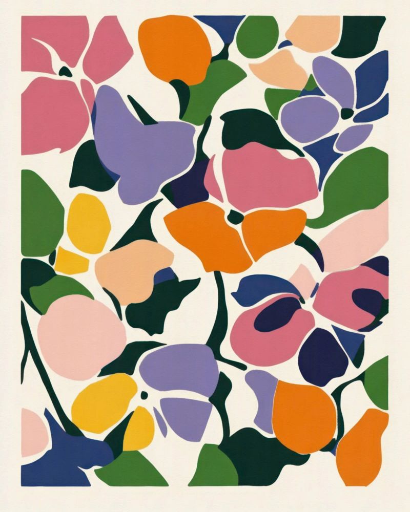 Modern Cut-Out Blooms: Ein Matisse-inspirierter Blumentanz Poster von Modern Muse