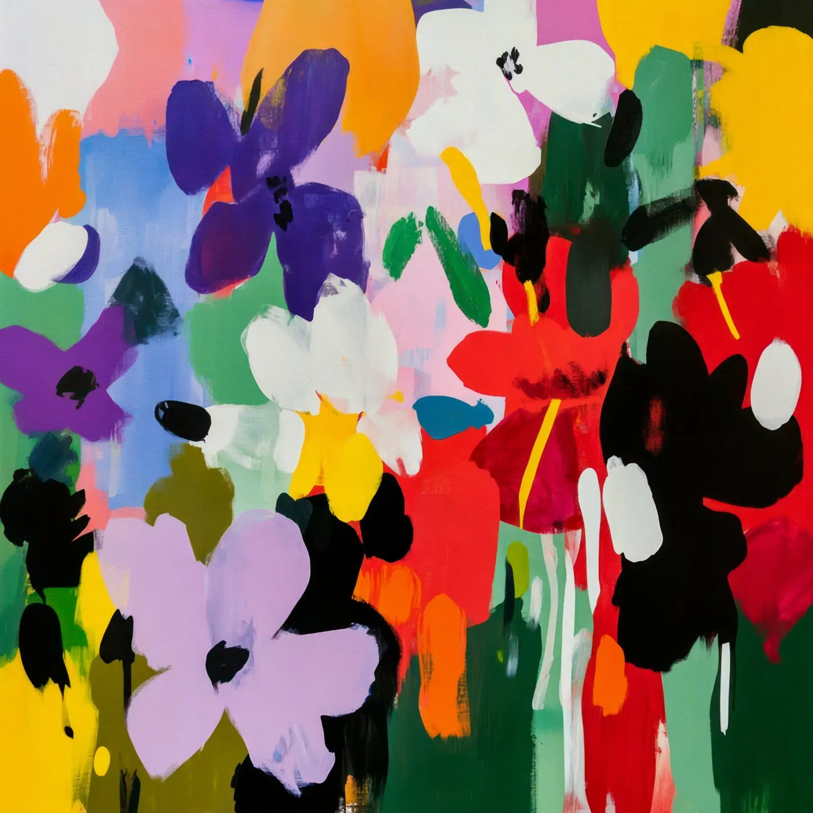 Pittura floreale astratta audace e colorata in stile Matisse pellicola backlit da Modern Muse