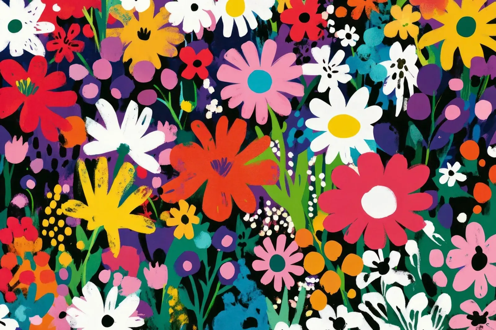 Bold Matisse-Inspired Floral Garden Vibrant Colors Shapes poster with aluminum frame by Modern Muse
