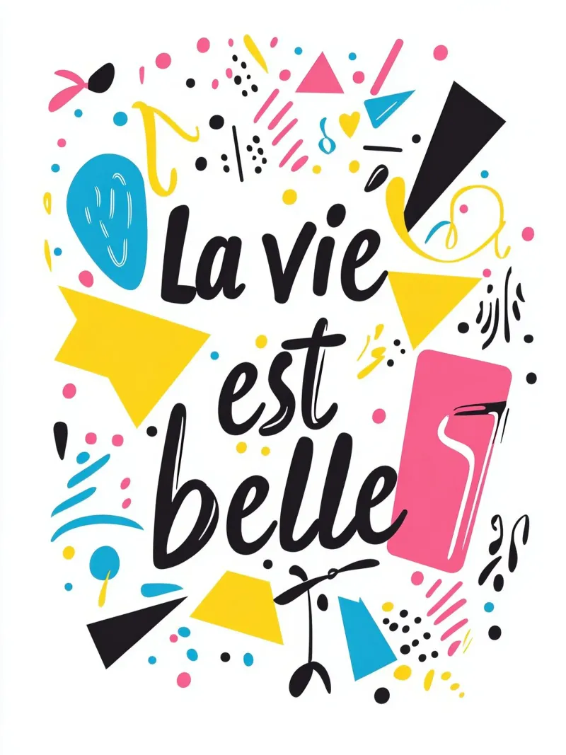 La vie est belle poster con telaio in plastica da Art Typo Essentiel