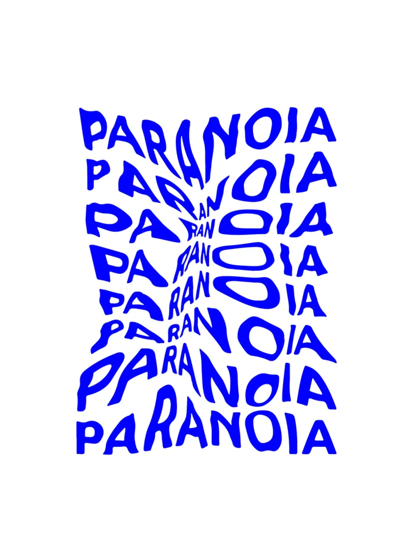 paranoia, optical illusion of liquid typography, statement l canvas by The True Type
