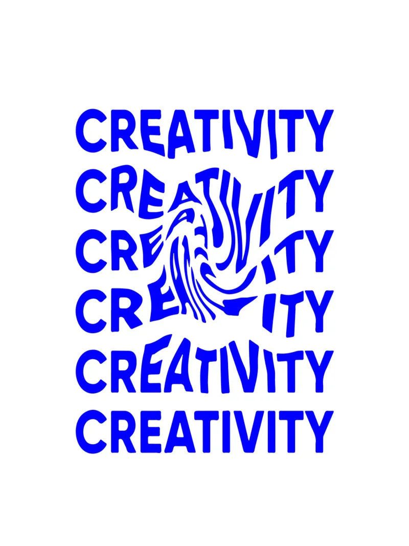 créativité, illusion d'optique de la typographie liquide, déclaration poster avec cadre en aluminium de The True Type