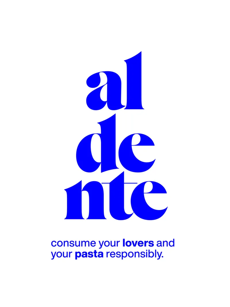 aldente statement print : consommez les amants et les pâtes de manière responsable poster avec cadre en bois de The True Type