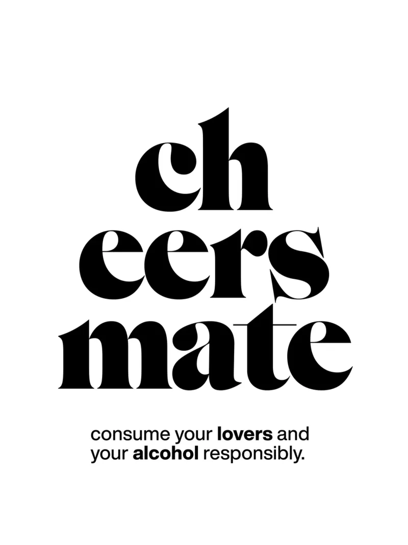 cheers mate statement print: consume lovers & alcohol resp. poster con marco de plástico de The True Type