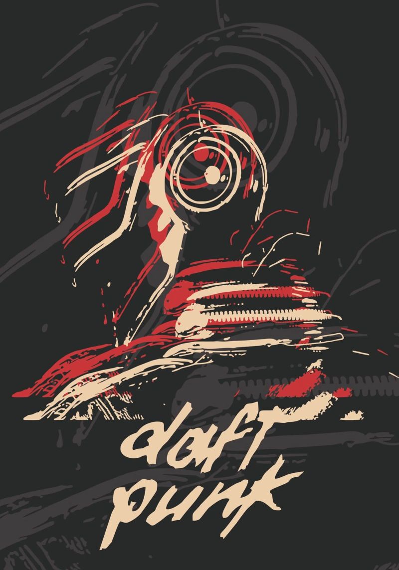 Daft Punk Line Art poster de Ad Nna Rock