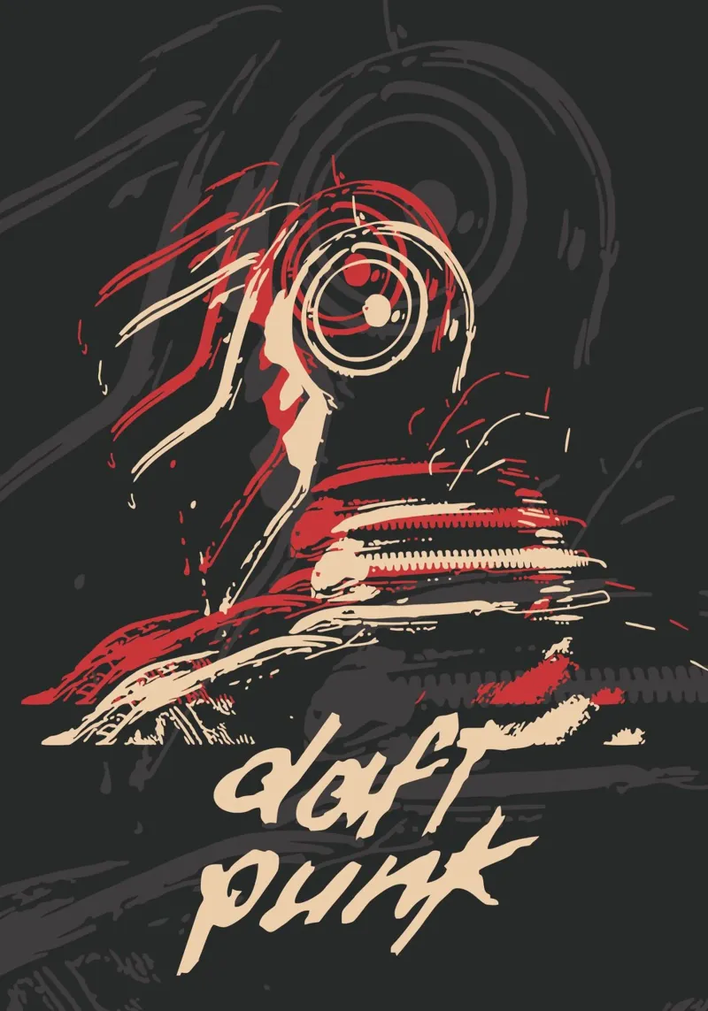 Daft Punk Line Art alu-dibond by Ad Nna Rock