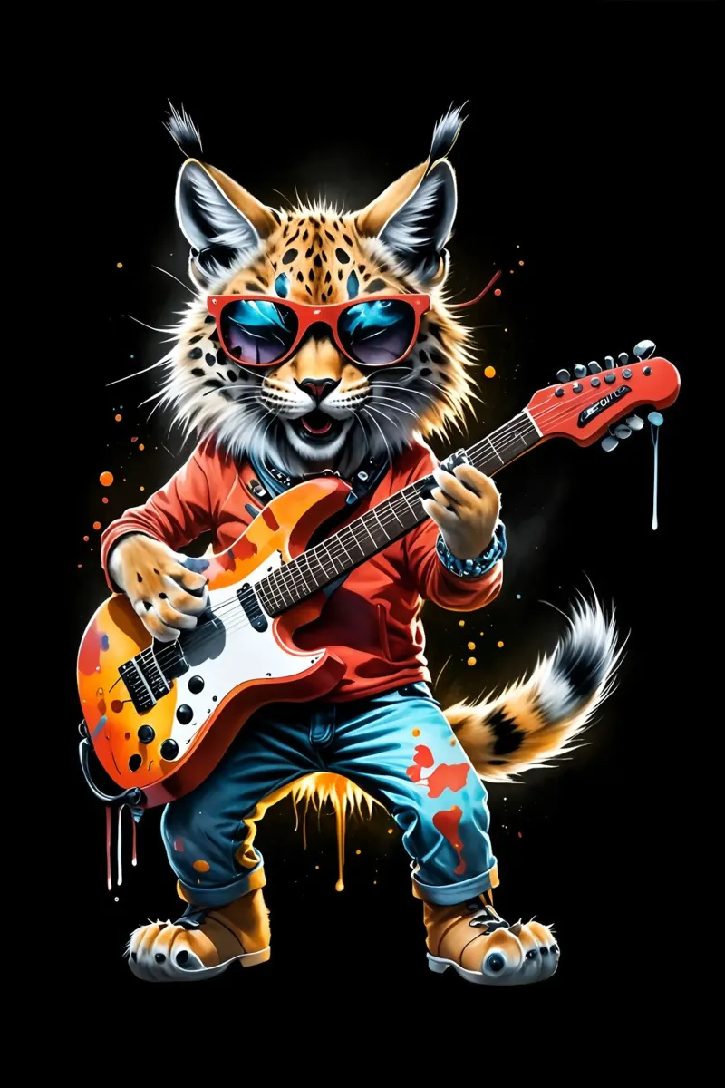 Kleiner Luchs spielt Gitarre Hahnemühle von MakArena