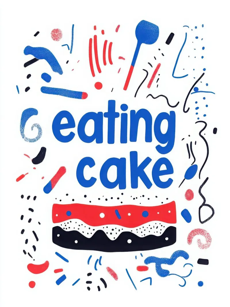 Eating cake poster con telaio in legno da Art Typo Essentiel