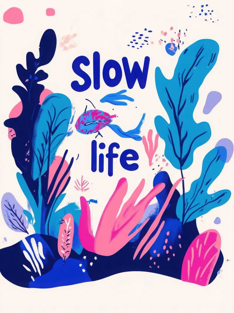 Slow life poster con telaio in plastica da Art Typo Essentiel