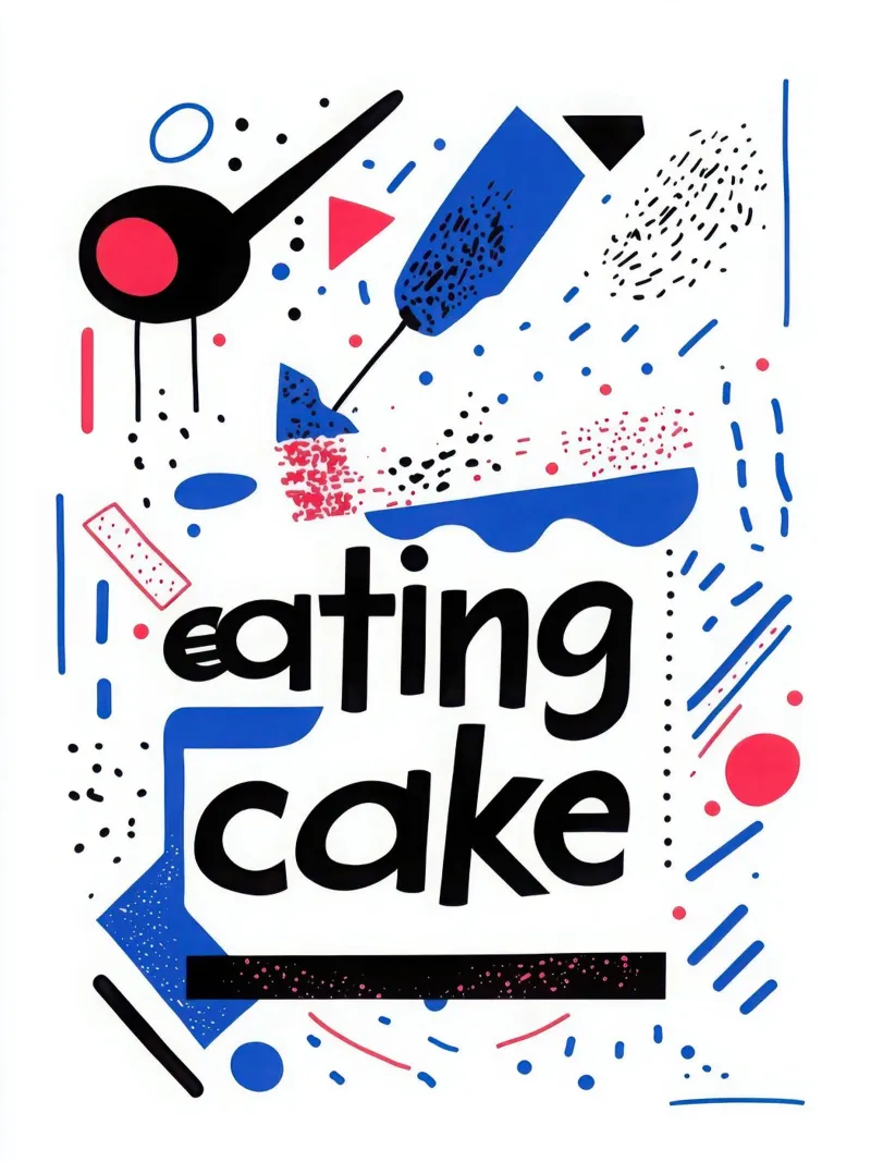 Eating Cake - 2 poster con telaio in alluminio da Art Typo Essentiel