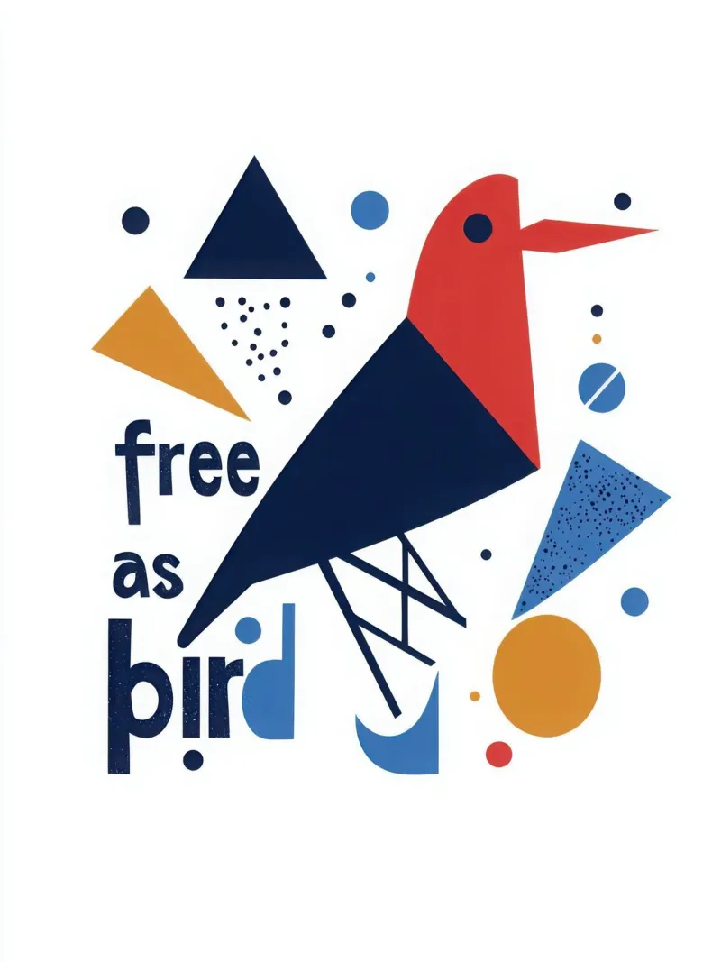 Free as a bird poster con telaio in alluminio da Art Typo Essentiel