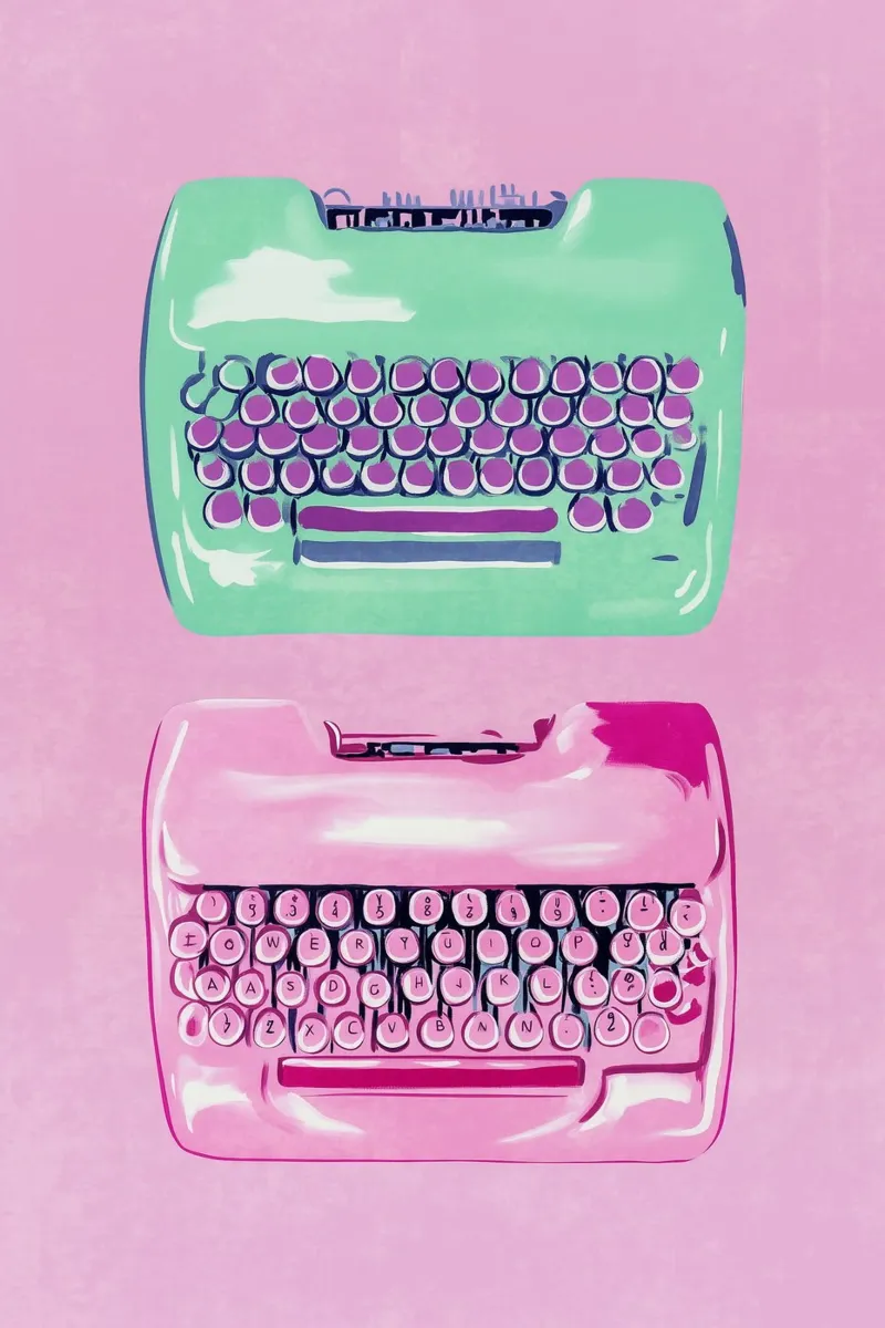 Sogni di macchina da scrivere rosa poster da Carinaprint