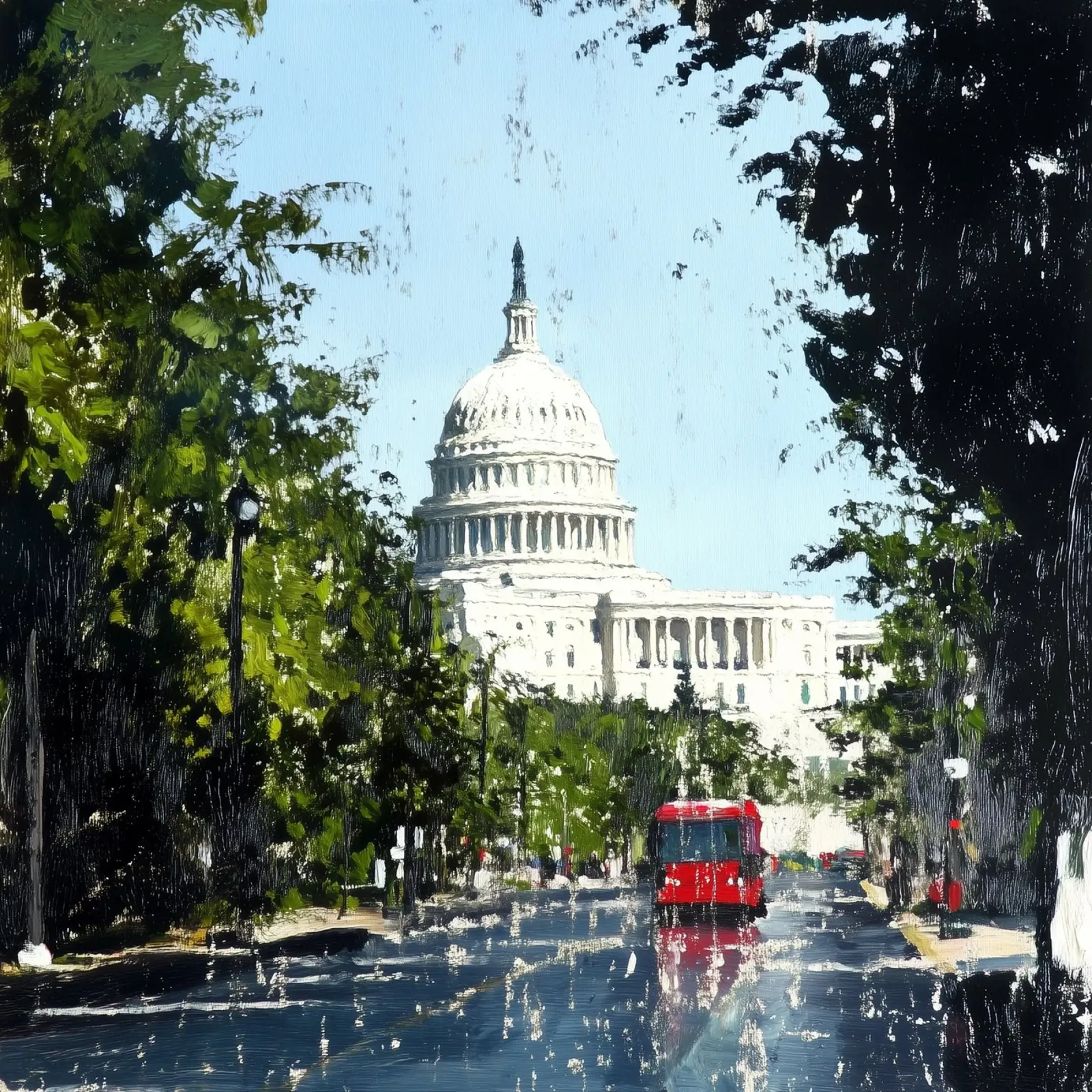 Pittura di Washington DC poster con telaio in legno da Motivate-Today
