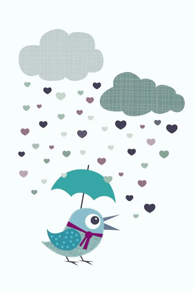 Rainy Bird poster con telaio in legno da JaySan Studio