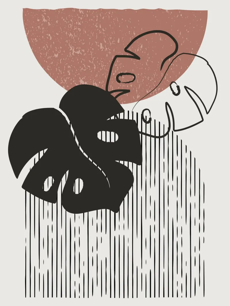 Design per piante Boho - Monstera Minimal poster con telaio in alluminio da Whole©