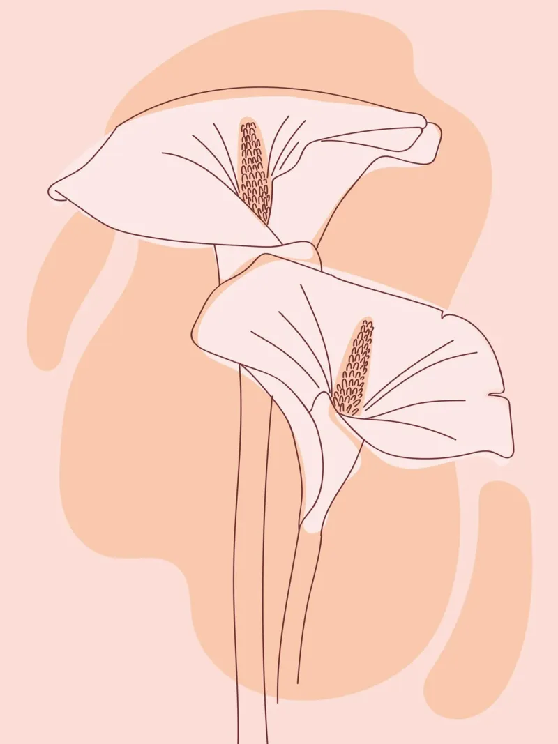 Delicate linee floreali poster con telaio in legno da Whole©