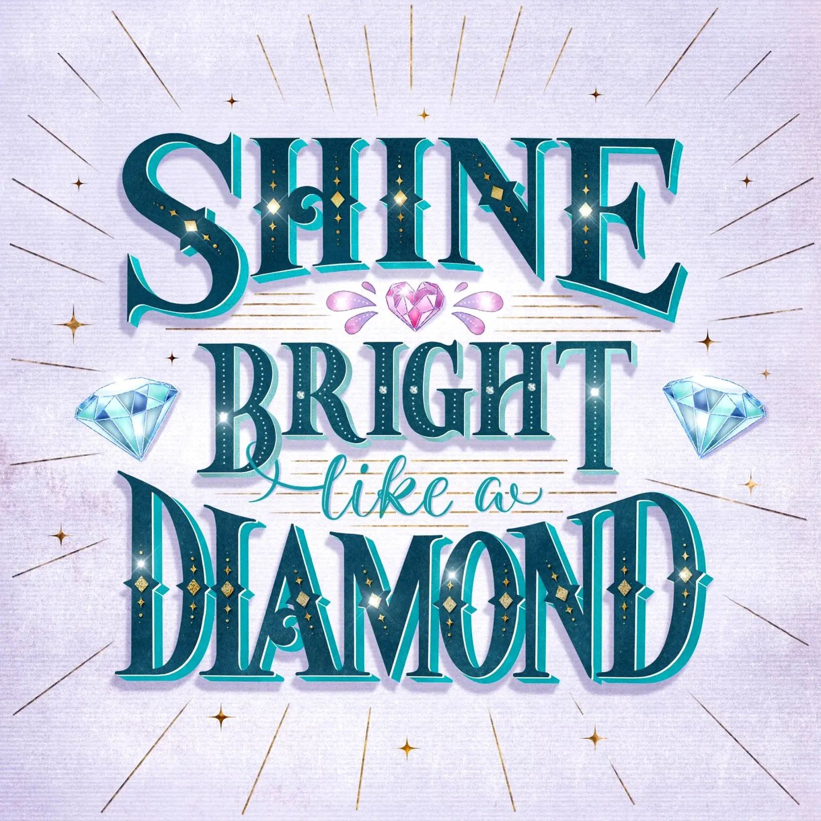Brillare come un diamante. Motivationszitat. Lettering. poster con telaio in plastica da CalliLetters