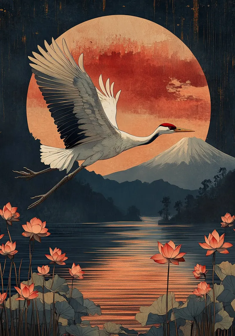 Ballerina del vento poster con telaio in legno da Ukiyo Visions