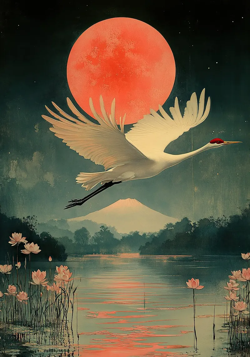 Silent wings, loud call canvas with Floater frame by Ukiyo Visions