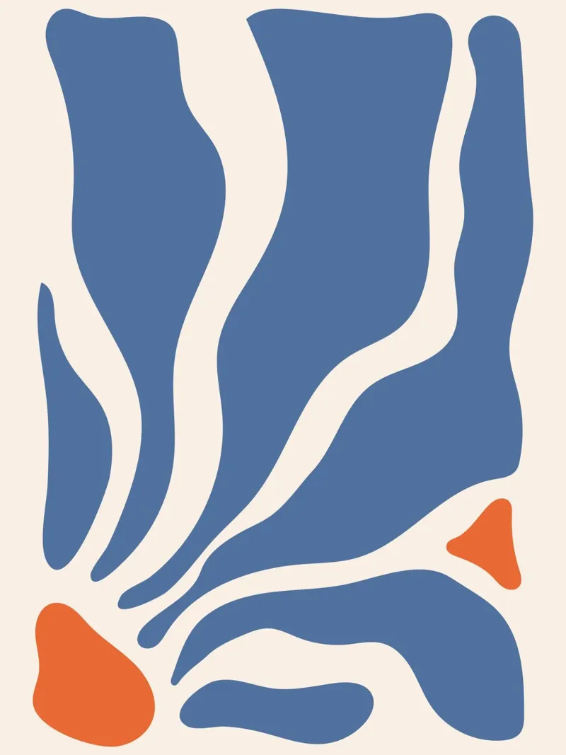 Abstracte golven - blauw en oranje ontwerp hahnemühle van Whole©