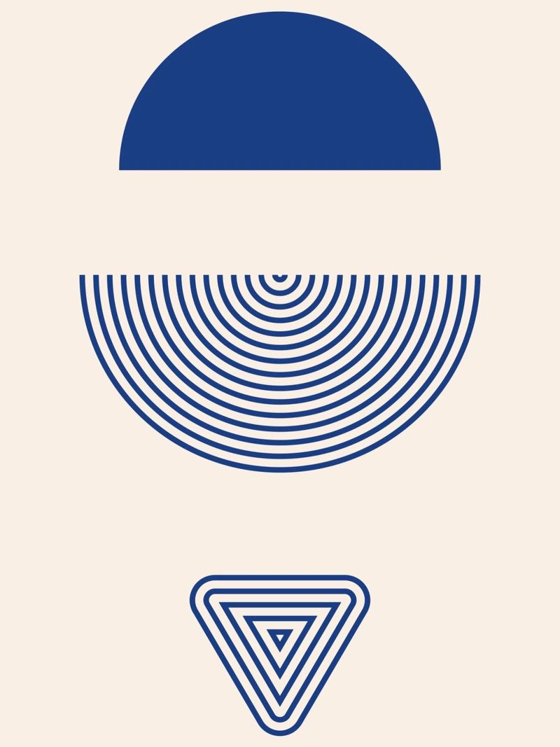 Geometrische Eleganz – Blau-Weiß Design Poster von Whole©