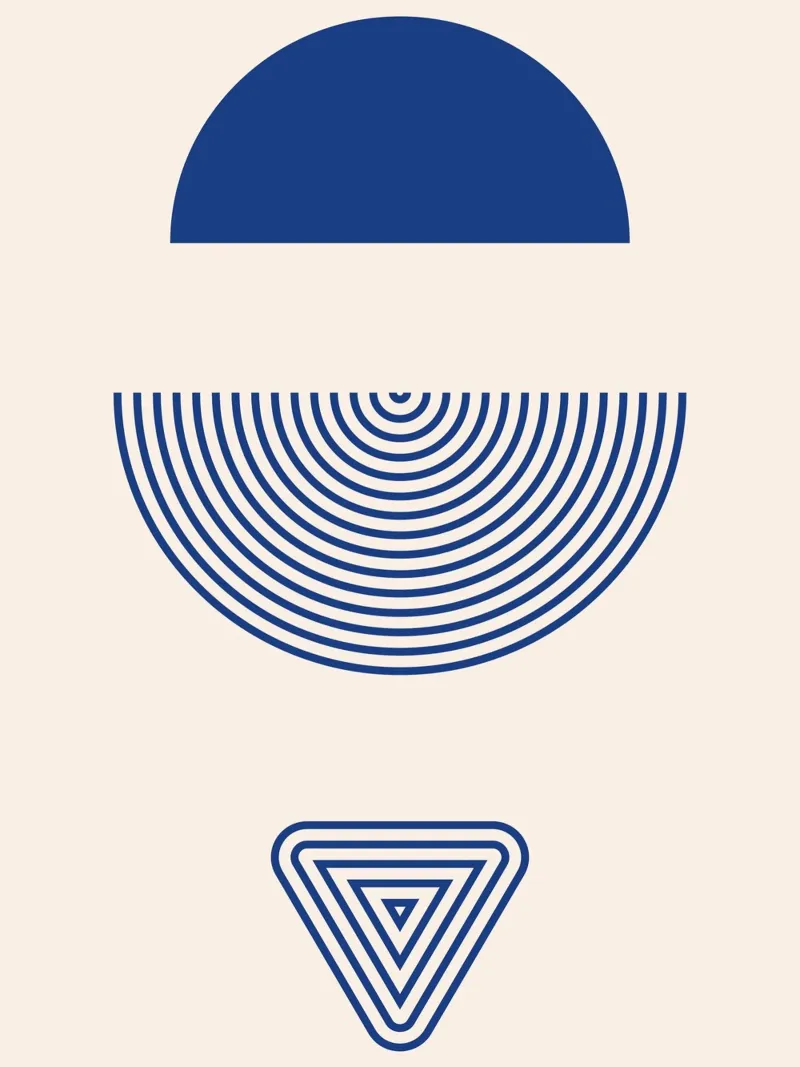 Eleganza geometrica - design blu e bianco poster con telaio in plastica da Whole©