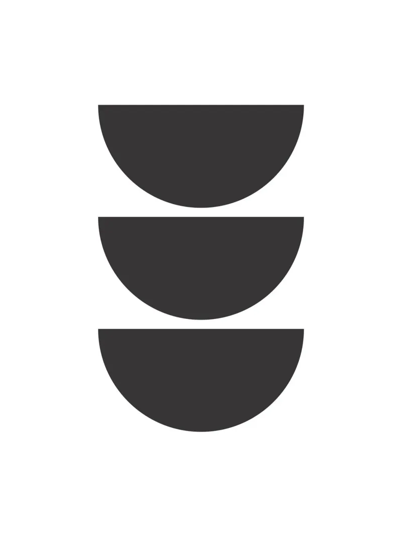 Three black semicircles poster con telaio in legno da LisaArtes